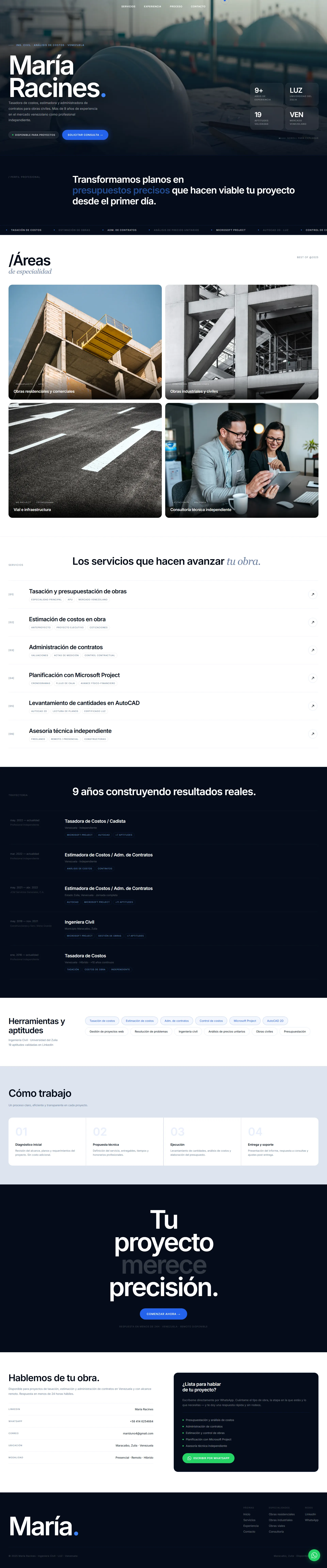 Diseño web de María Racines · Ingeniería civil