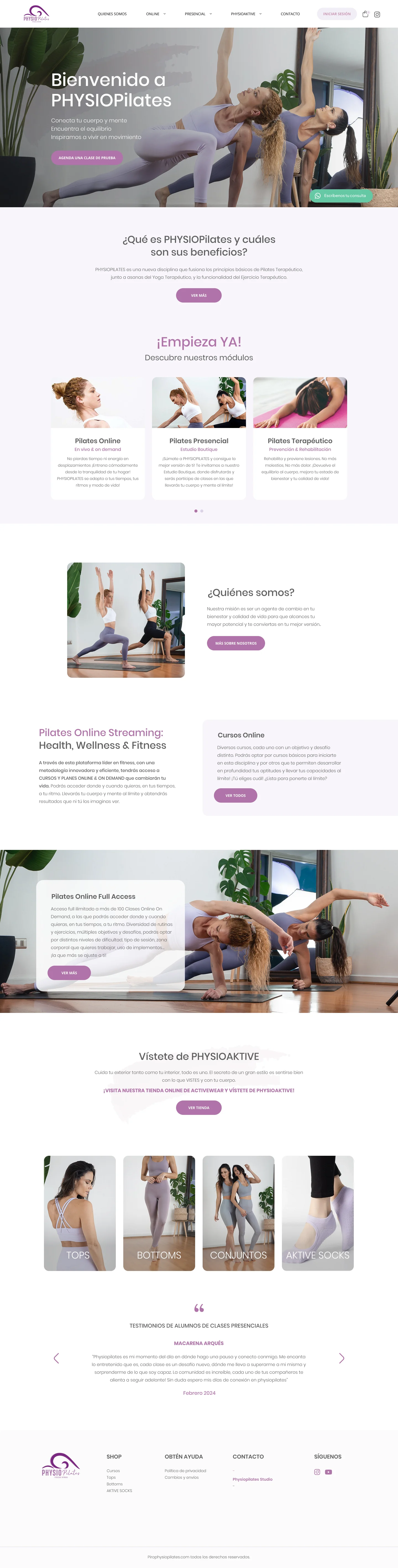 Diseño web de Physiopilates