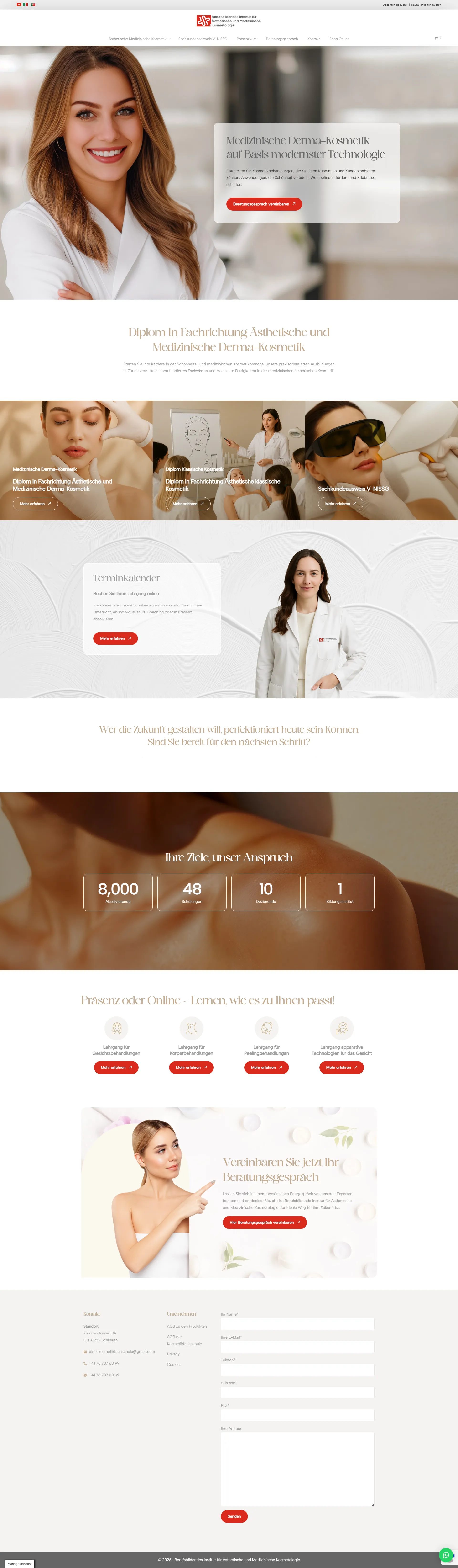 Diseño web de Bildungsinstitut Derma-Kosmetik