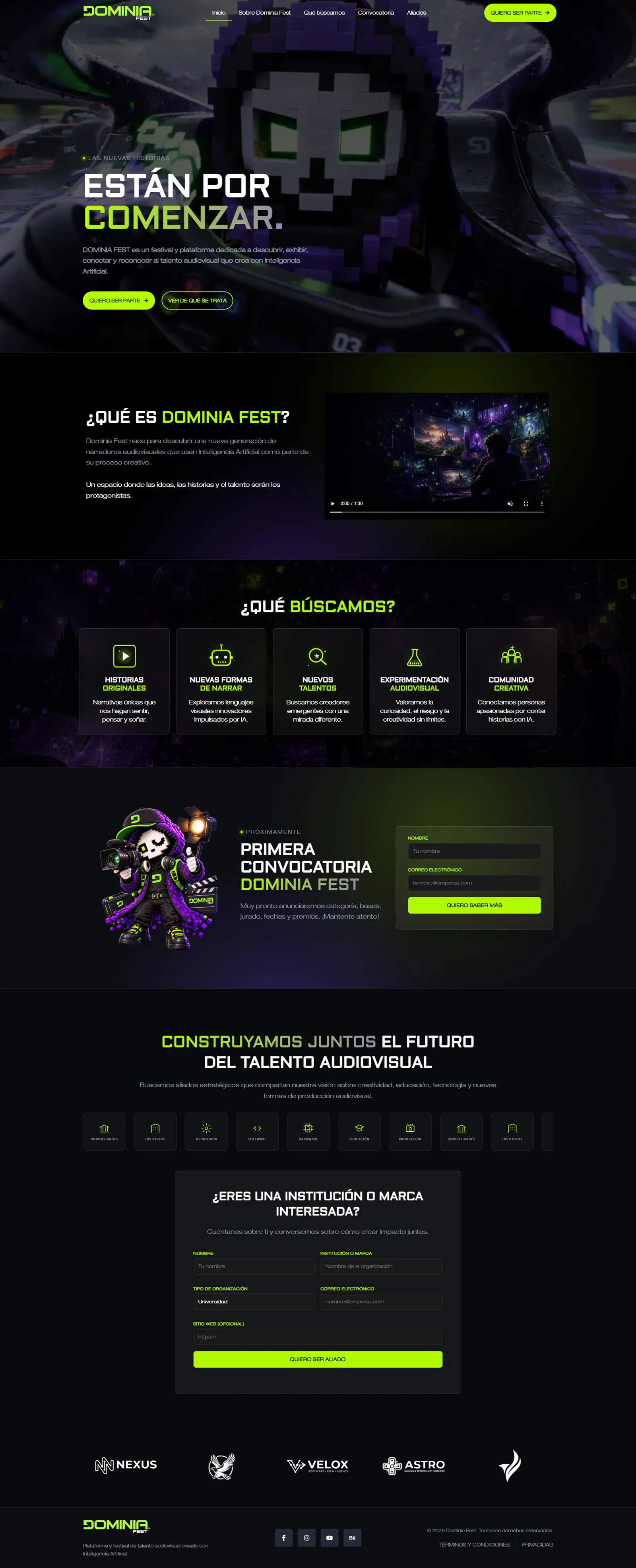 Diseño web de Dominia Fest
